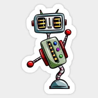 Dancing Cartoon Robot Sticker